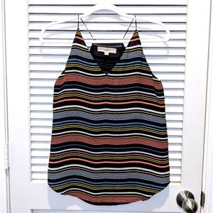LOFT Multicolor vertical striped sleeveless lightweight blouse Women's size XXS